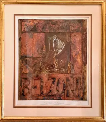 a painting of a man sitting on a bar sign at Villa Belzoni in Luxor