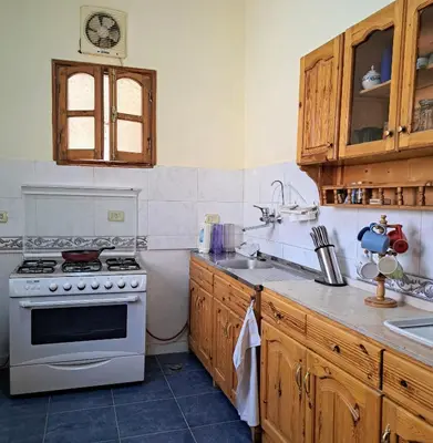a kitchen with a stove and a sink at Villa Belzoni in Luxor