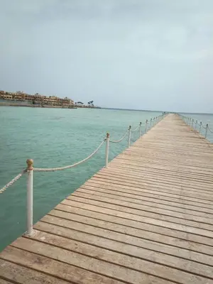 a wooden pier stretches out into the water at Scandic Resort in Hurghada, EGYPT in Hurghada
