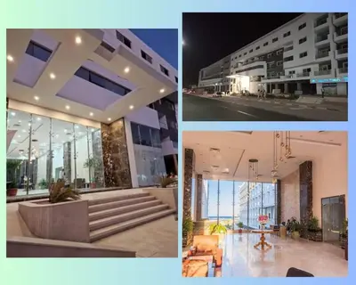 a collage of three pictures of a building at Scandic Resort: Comfy & Cozy. A433 in Hurghada