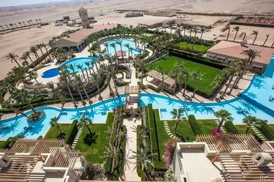 an aerial view of a resort with a swimming pool at veranda sahl hasheesh resort studio in Hurghada