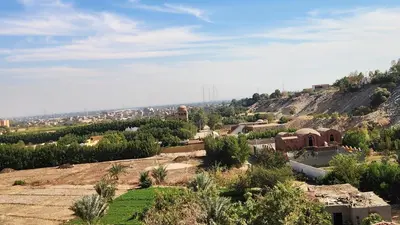 a view of a city from a hill at Moon Adam hostel in ‘Ezbet Abu Ḥabashi