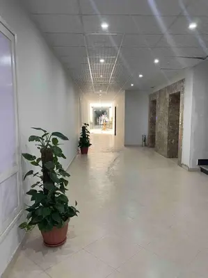 a hallway with a potted plant in a building at شاليه السعادة in Hurghada