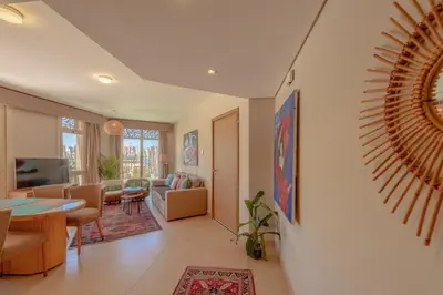 a living room with a couch and a table at Fresh & Modern 1BR in El Gouna. Mangroovy Pool & Beach in Hurghada