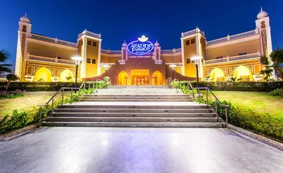 a large building with stairs leading up to it at Jasmine Palace Resort in Hurghada