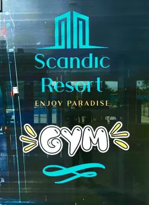 a sign in the window of a store at Scandic resort 547 in Hurghada