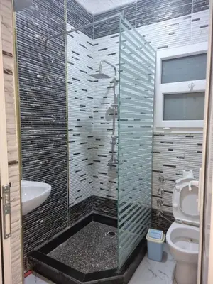 a bathroom with a shower and a toilet and a sink at Coral House in Hurghada
