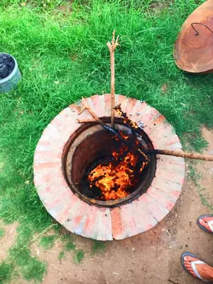 a fire pit made out of a tree stump at Green Palace Garden in Luxor