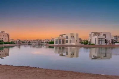 a view of a city with buildings in the water at Comfy 3BR Standalone in Tawila, El Gouna. Lagoon & Pool access in Hurghada