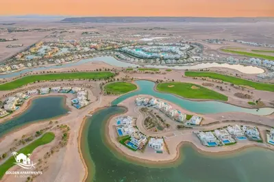 an aerial view of a resort complex at Cozy 2BR in Cyan, El Gouna Swiming Pool Access in Hurghada