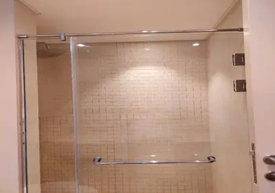 a shower in a bathroom with a glass door at Warm 1BR with at Mangroovy, El-Gouna M1-7B in Hurghada