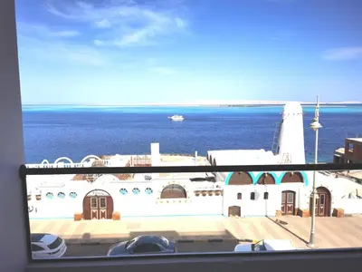 a view of the ocean from a balcony at Felfela View in Hurghada