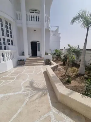 a white building with a palm tree in front of it at White House Hurghada in Hurghada