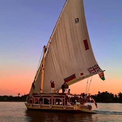 Aswan Felucca sailing boat and Hotel
