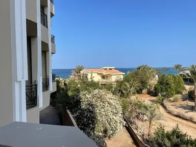 a view of the ocean from a building at Juliana Beach Resort Hurghada in Hurghada