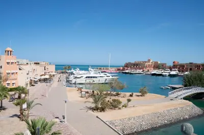 a view of a marina with boats in the water at MB1-1-104 in Hurghada