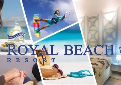 a collage of photos of a room with a poster of a girl on at Royal Beach G 05 in Hurghada