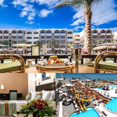a collage of photos of a hotel with a resort at Go Egypt Apartments Inside Karma Beach Resort North Al Ahiaa , Hurghada in Hurghada