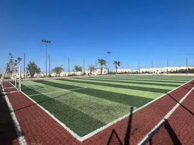 an empty soccer field with a goal at 2 bedrooms cozy flat at makadi heights in Hurghada