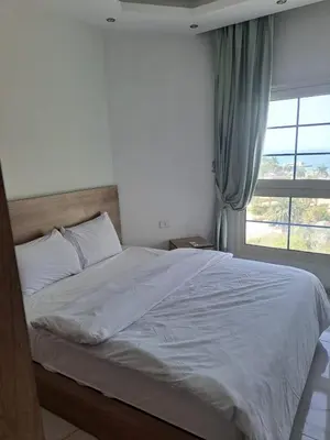 a bedroom with a large bed with a window at Juliana Beach Hurghada in Hurghada