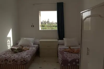a bedroom with two beds and a window at Mogran Guest House in Luxor