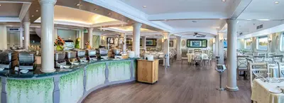 a restaurant on a cruise ship with a bar at Sonesta Moon Goddess Cruise Ship From Luxor to Aswan - 04 & 07 nights Every Monday in Luxor
