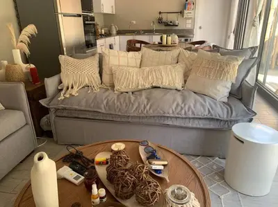 a living room with a couch and a coffee table at 2BR beautiful home in Bali Gouna in Hurghada