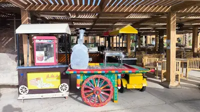 a toy train on display in a building at Apartment with services Stella Beach Resort 5 star Makadi bay Egypt in Hurghada