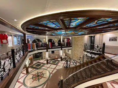 a view of a building with a stained glass ceiling at Nile Cruise from Aswan to Luxor 3 Night And Luxor to Aswan 4 Night in Jazīrat al ‘Awwāmīyah