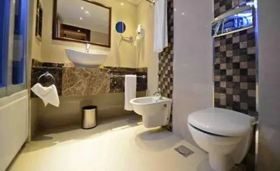 a bathroom with a toilet and a sink at live Nile in style Nile cruise in Luxor and Aswan in Luxor