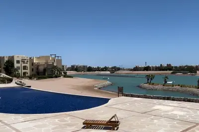 a view of a swimming pool at a resort at El-Gouna Water-Side Apartment in Hurghada