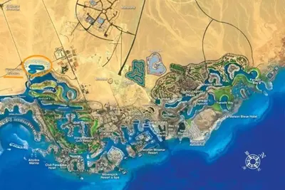 a map of the disney world at El-Gouna Water-Side Apartment in Hurghada