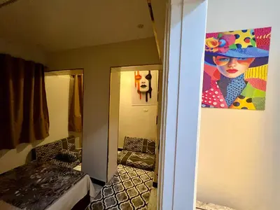 a hallway to a room with a dog on the wall at Super Elite apartment - Aswan city center apartments in Aswan