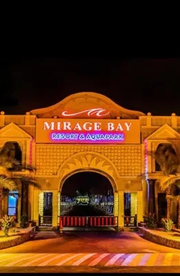 a entrance to a magee bay resort and aquarium at Two Bedroom Apartment in Lilly Land in Hurghada