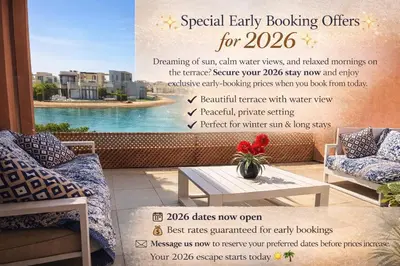 a flyer for a special early booking offer for at lagoon villa in Hurghada