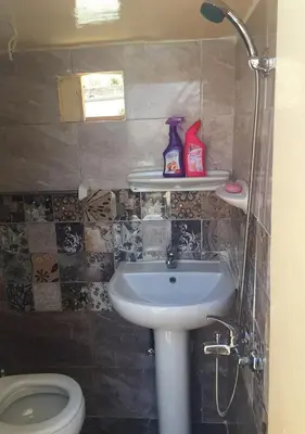 a bathroom with a sink and a toilet at The Adventures of Aga Khan in Aswan