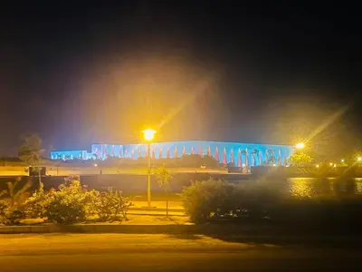 a view of a stadium at night with lights at Joubal lagoon Elgouna 2BD in Hurghada