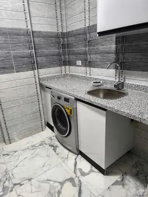 a washing machine in a kitchen next to a sink at New 2bedroom apartment 7 min drive from Sheraton in Hurghada