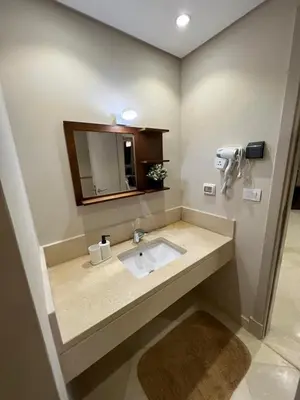 a bathroom with a sink and a mirror at M8 free access to the BEACH and POOL in Hurghada