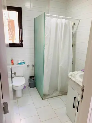 a bathroom with a shower and a toilet and a sink at One Bedroom At Turtle Beach Compound With Private Beach in Hurghada