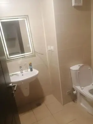 a bathroom with a toilet and a sink and a mirror at Victoria Aldau Heights Hurghada rent one bedroom Apartment in Hurghada