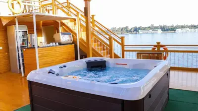 a large hot tub on the deck of a boat at Nile Cruise 2 nights 3 Days From Aswan to Luxor with tours in Aswan