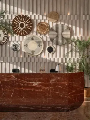 a wall filled with plates and bowls on a wall at Soleil Nile Cruise - Every Monday from Luxor for 4 & 7 Nights, and every Friday from Aswan for 3 & 7 Nights in Luxor