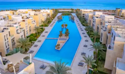 an aerial view of a large swimming pool in a resort at Luxury Stays in Mangroovy El Gouna in Hurghada