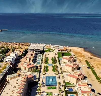 an aerial view of a resort on the beach at selena bay resort in Hurghada