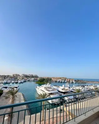 a view of a marina with boats in the water at Apartment for rent in ElGouna in Hurghada