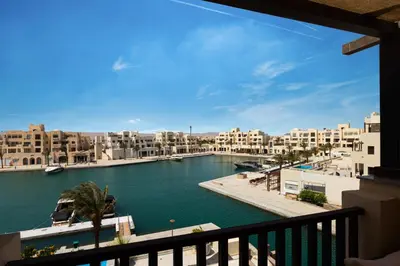 a view of a river from a balcony at Fanadir Marina Front Penthouse with Pool in Hurghada
