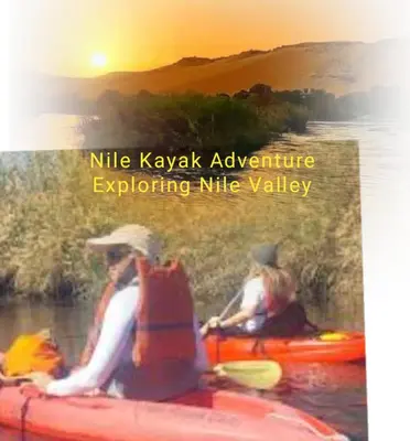 two people in kayaks on a river at sunset at Nile Kaiak Adventure in Aswan