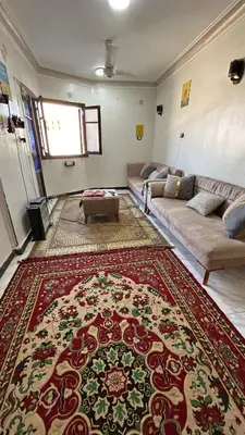 a living room with a couch and a rug at Aswan apartment-Center of Aswan in Aswan