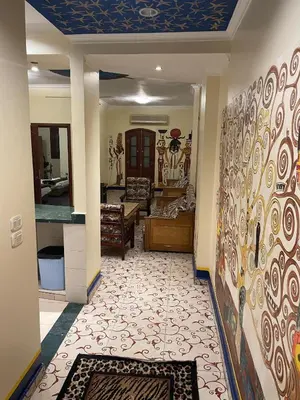 a hallway with a living room with a rug on the floor at Eye of Horus House in Luxor